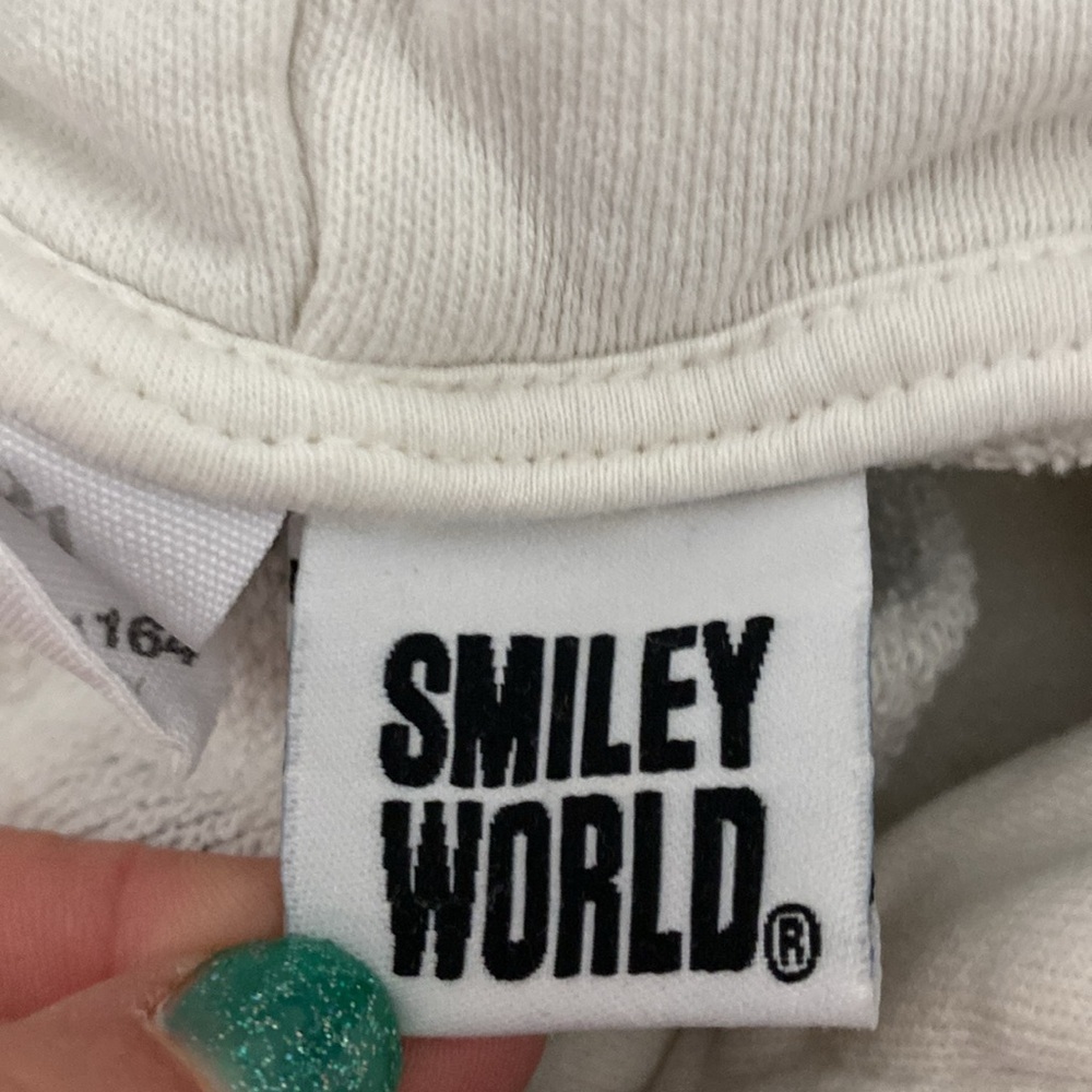 ZARA SMILEY WORLD Girls Hoodie Sweatshirt 13/14 Cream Graphics Collab  Kids - Picture 8 of 12